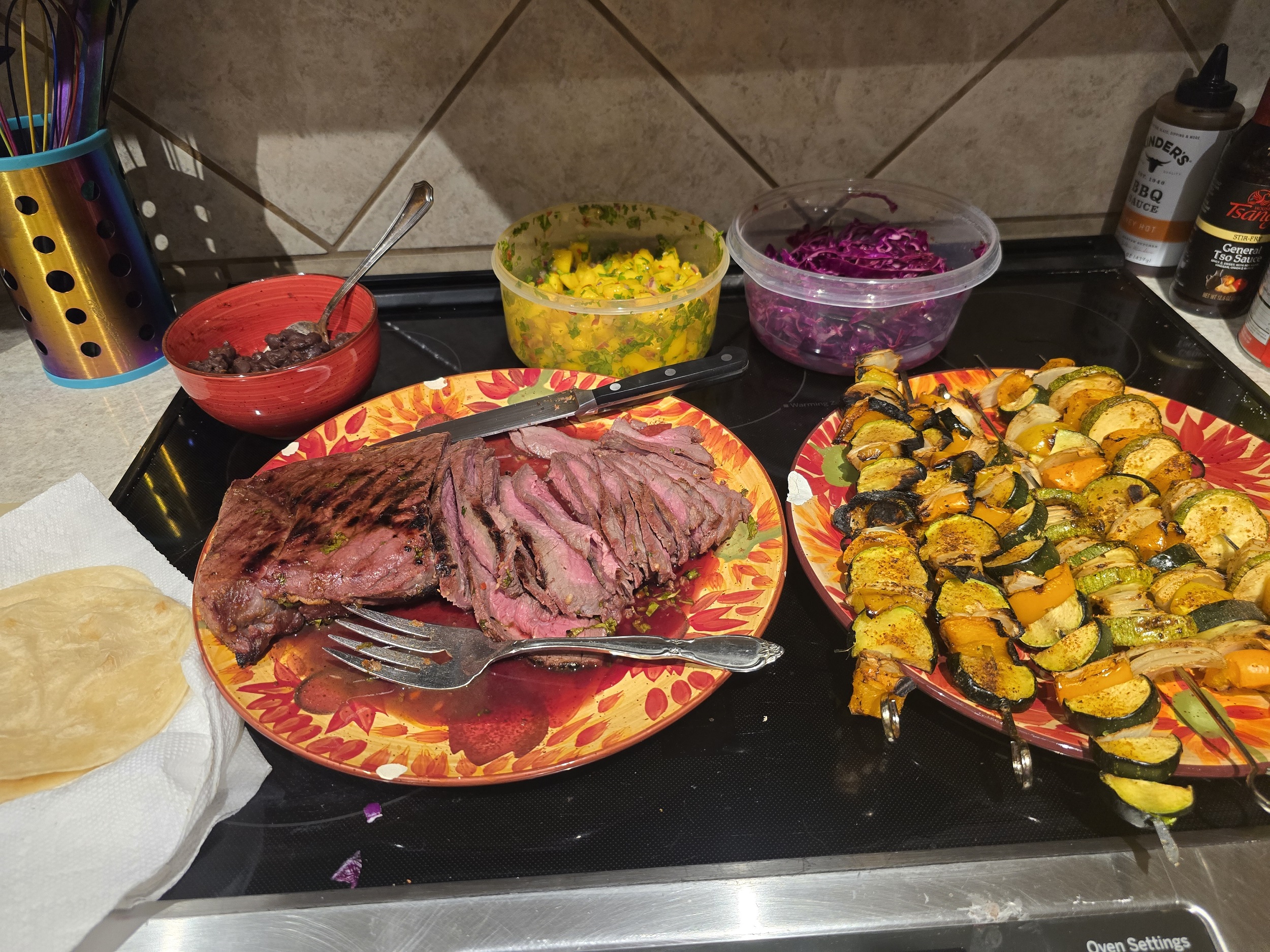 Assembled street taco platter with all the fixings